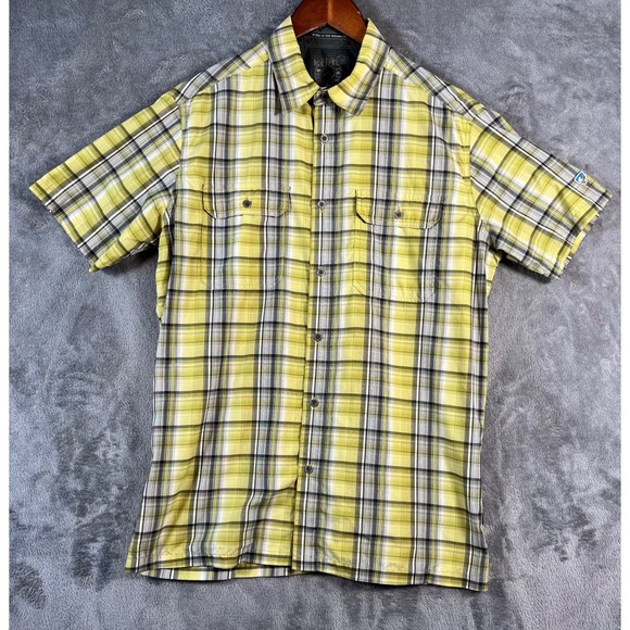 Kuhl Other - KUHL Shirt Mens Medium Green Plaid Light Eluxur Hiking Button Down Short Sleeve